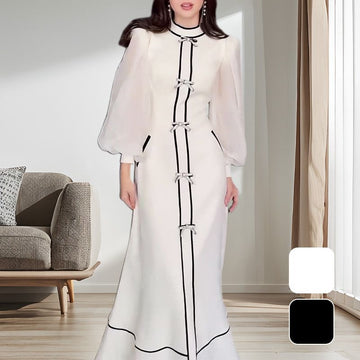 Women’s Temperament Half-turtleneck Maxi Dress with Pockets