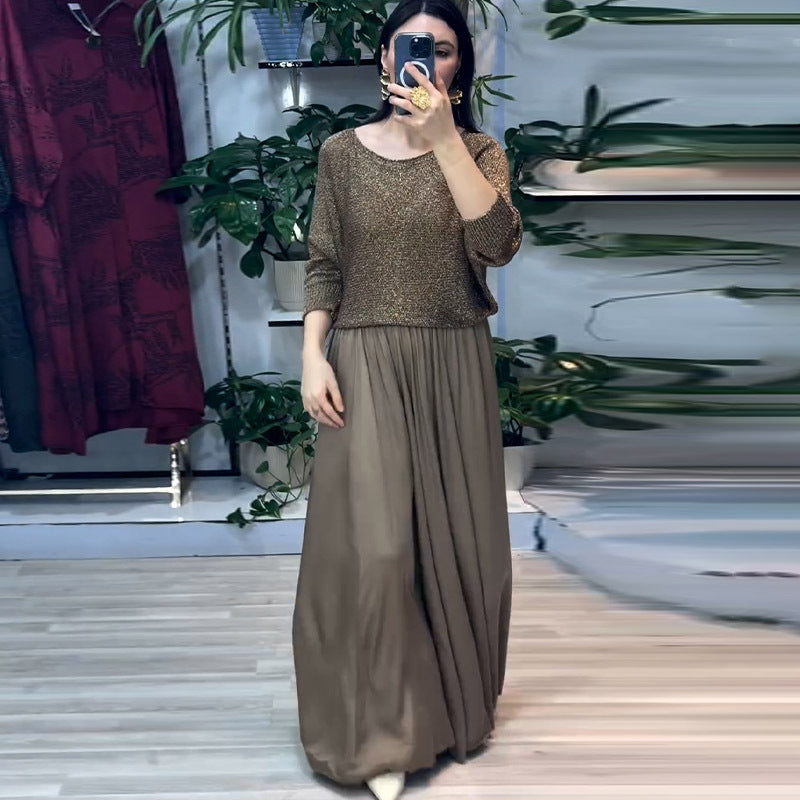 Women’s Loose Fit Top & Flowy Maxi Skirt (2-Piece Set)