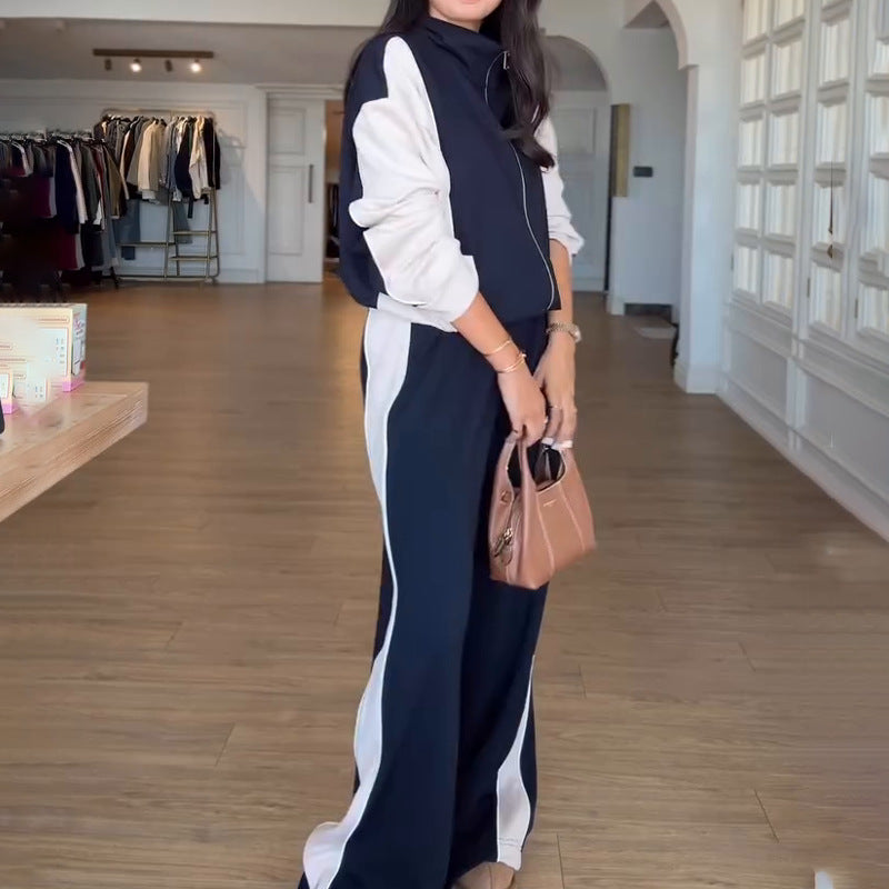 Women's 2-Piece Outfit Zip-Up Sweatshirt & Wide Leg Pants