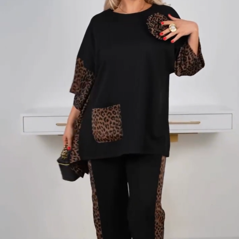 Women's Trendy Leopard Print Top & Pants (2-Piece Set)