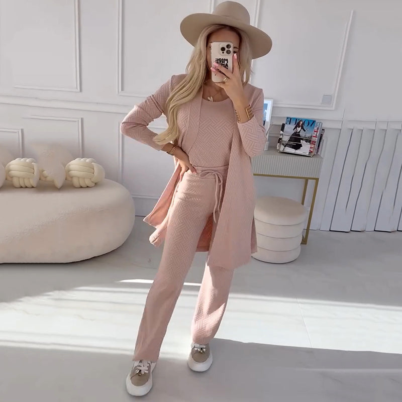 Women's 3-Piece Textured Knit Casual Set