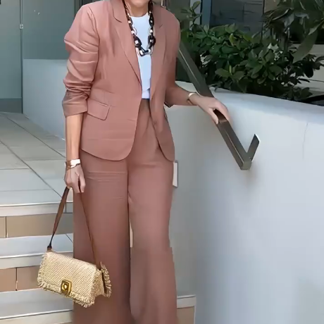 Blazer Jacket & Wide-Leg Pants (2-Piece Set)