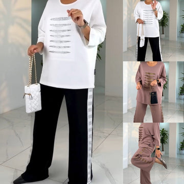 Women's Fashion Loose Sleeve Top & Pants (2 Piece Set)