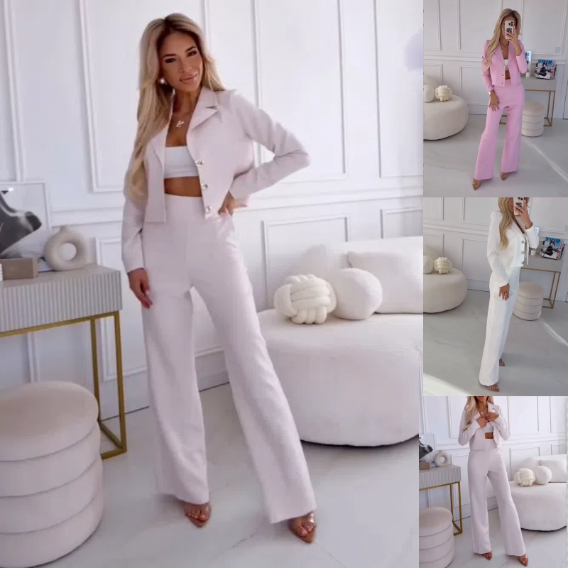 Women's Lightweight Blazer & Wide Leg Pants Set