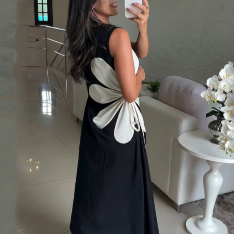 Printed Dress with Adjustable Waist Drawstring