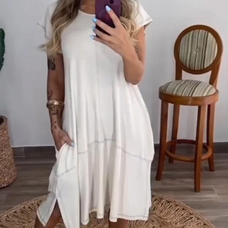 Women’s T-Shirt Midi Dress with Pockets