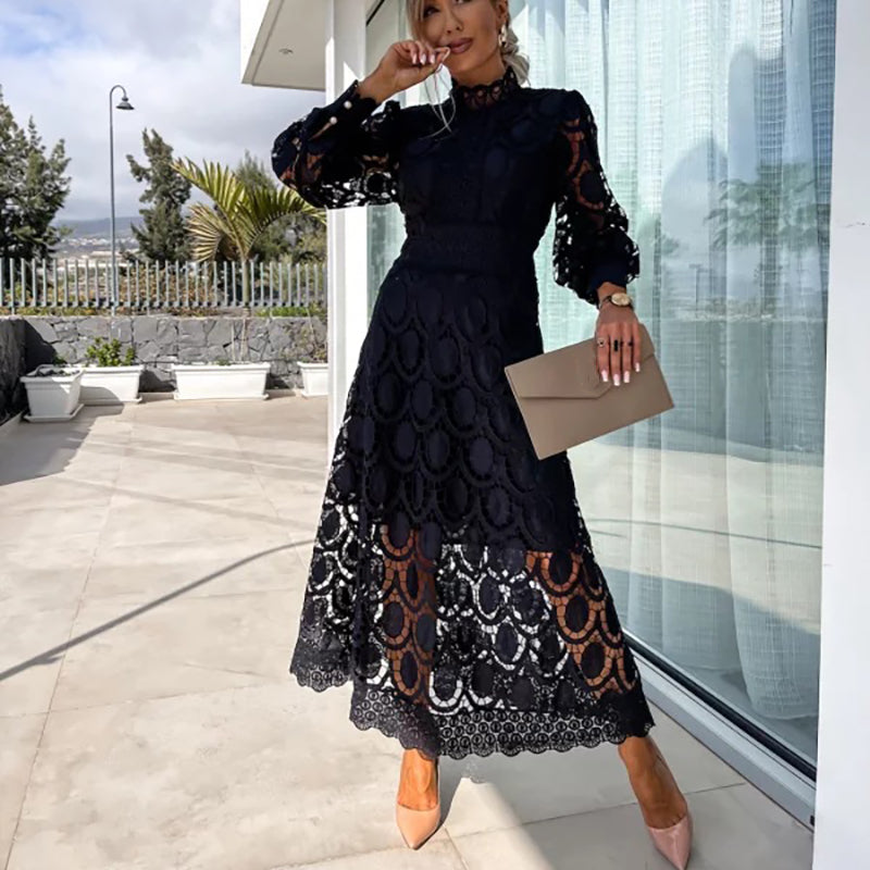 Women's Vintage Lace Hollow-Out Dress