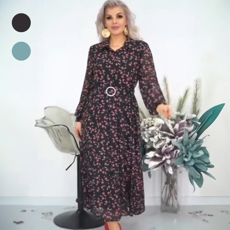 Women's Elegant Floral Chiffon Long Dress