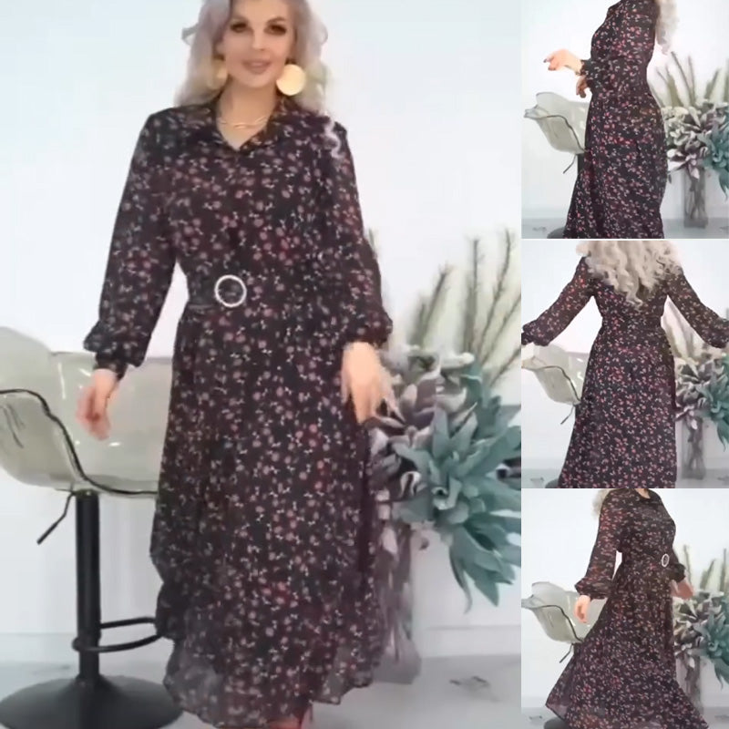 Women's Elegant Floral Chiffon Long Dress