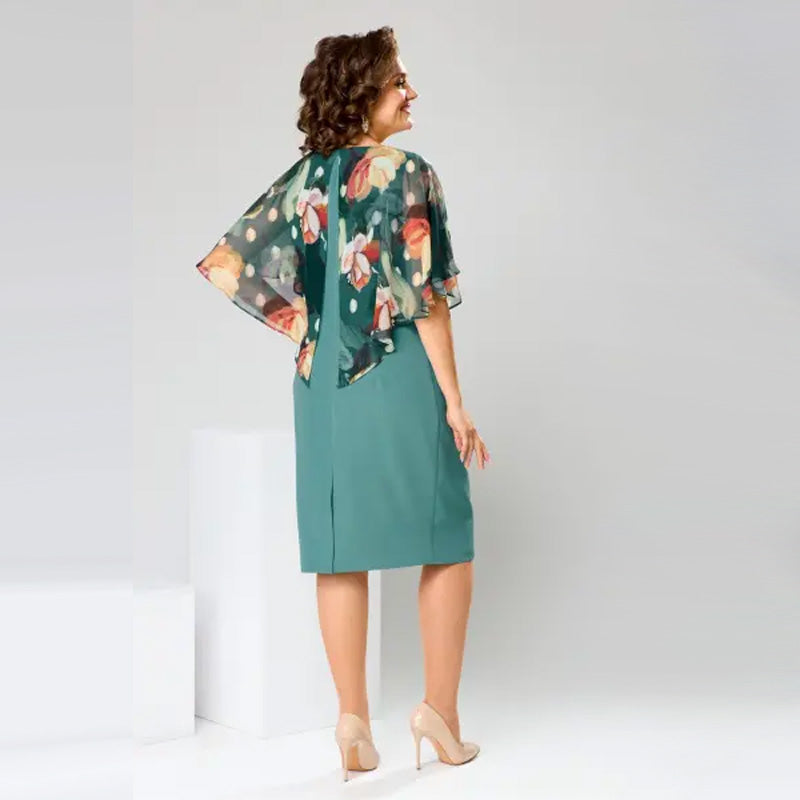 Women's Elegant Round Neck Floral Dress