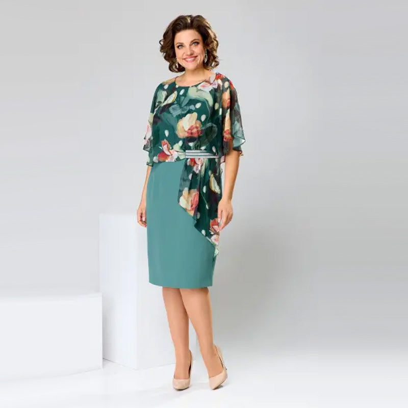 Women's Elegant Round Neck Floral Dress
