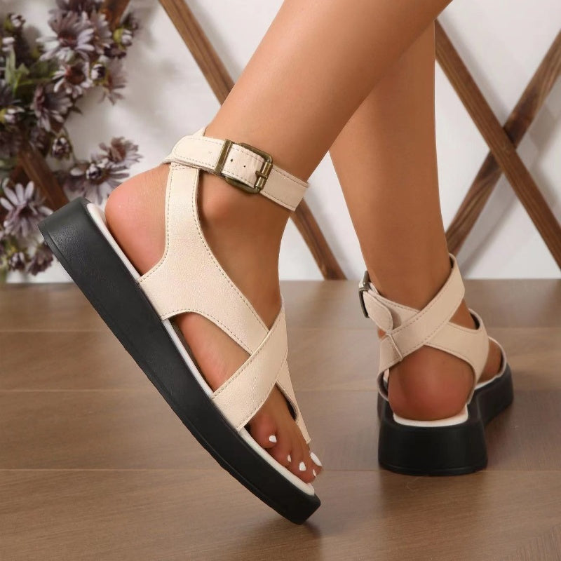 Women's Adjustable Ankle Buckle Crossover Sandals