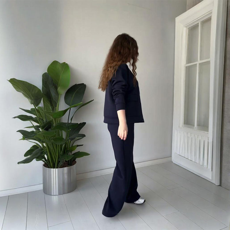 Women’s Casual Button-Down Sweatsuits with Pockets