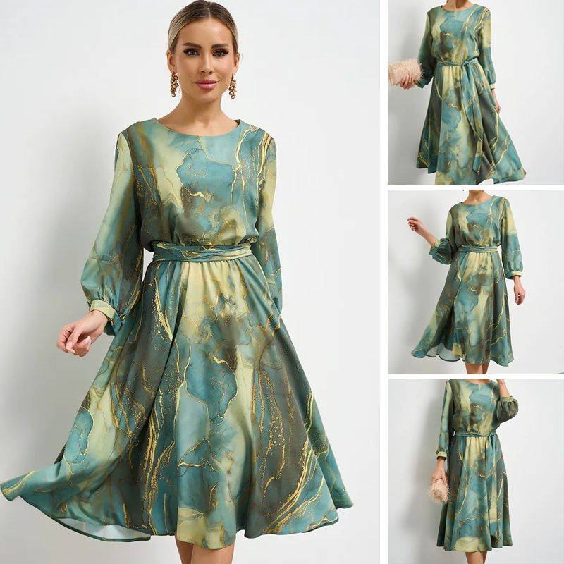 Emerald Gradient Gilded Dress