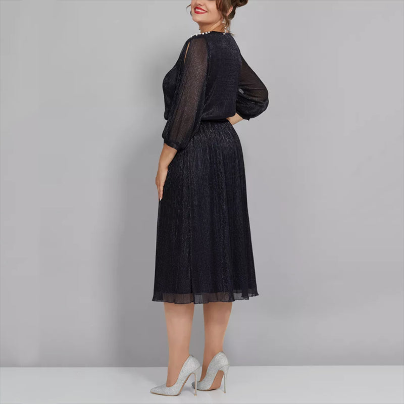 Women’s Shimmering Pleated Midi Dress