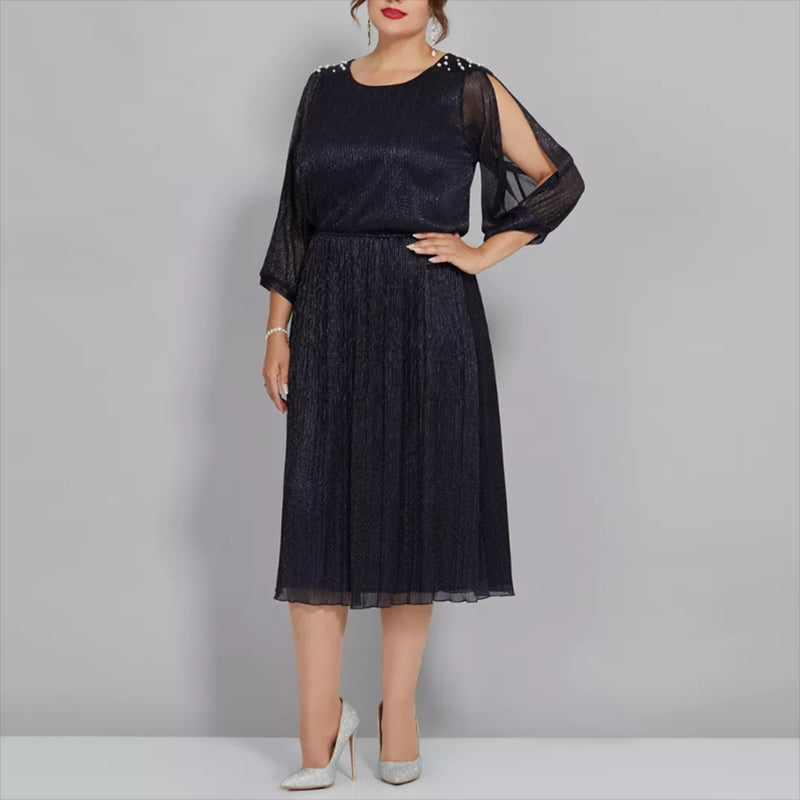 Women’s Shimmering Pleated Midi Dress