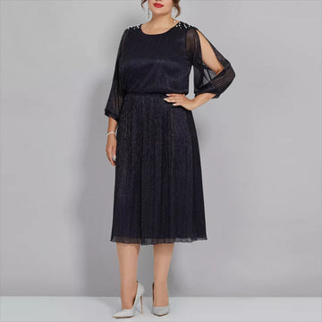 Women’s Shimmering Pleated Midi Dress