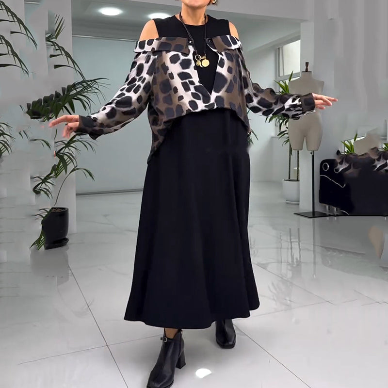 Women's Unique Cold Shoulder Overlay Dress