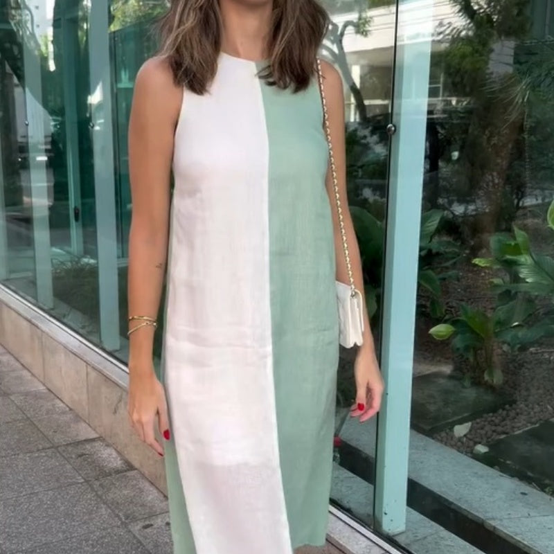 Women's Color Block Sleeveless Maxi Dress