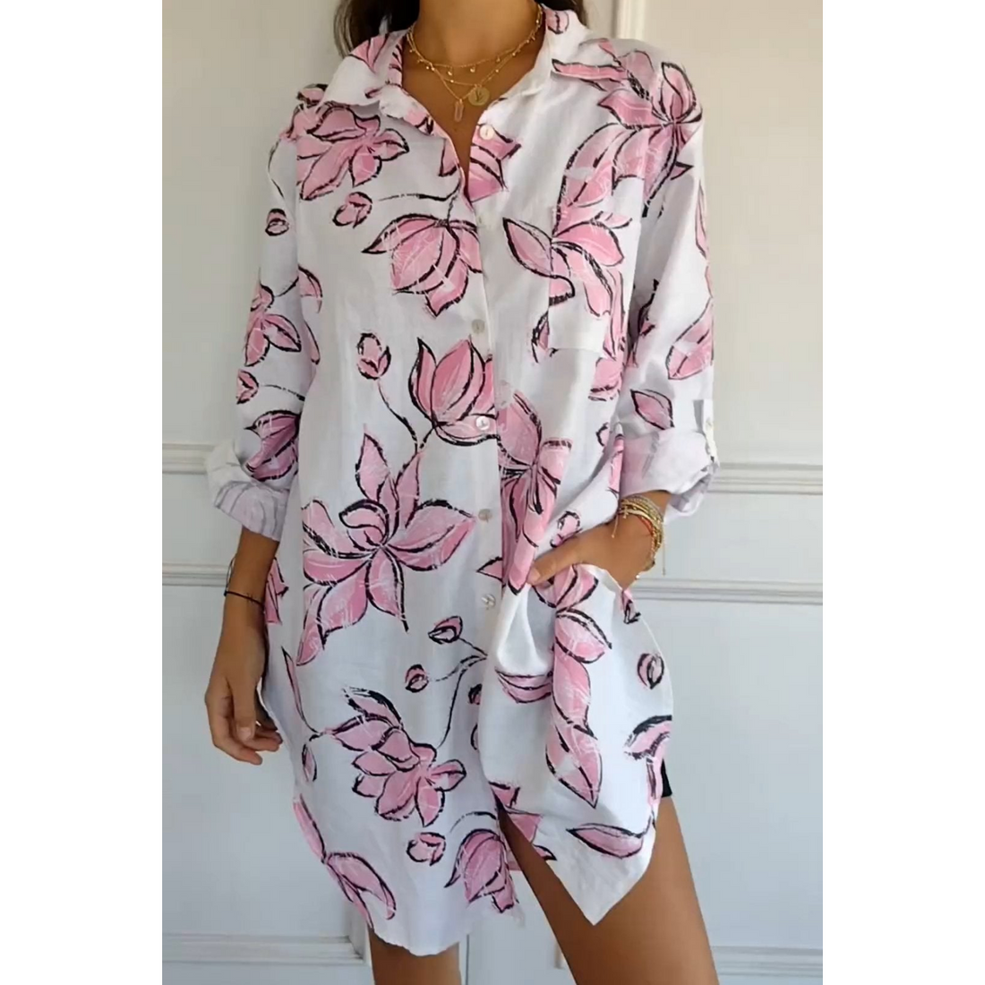 Women's Summer Printed Shirt Dress