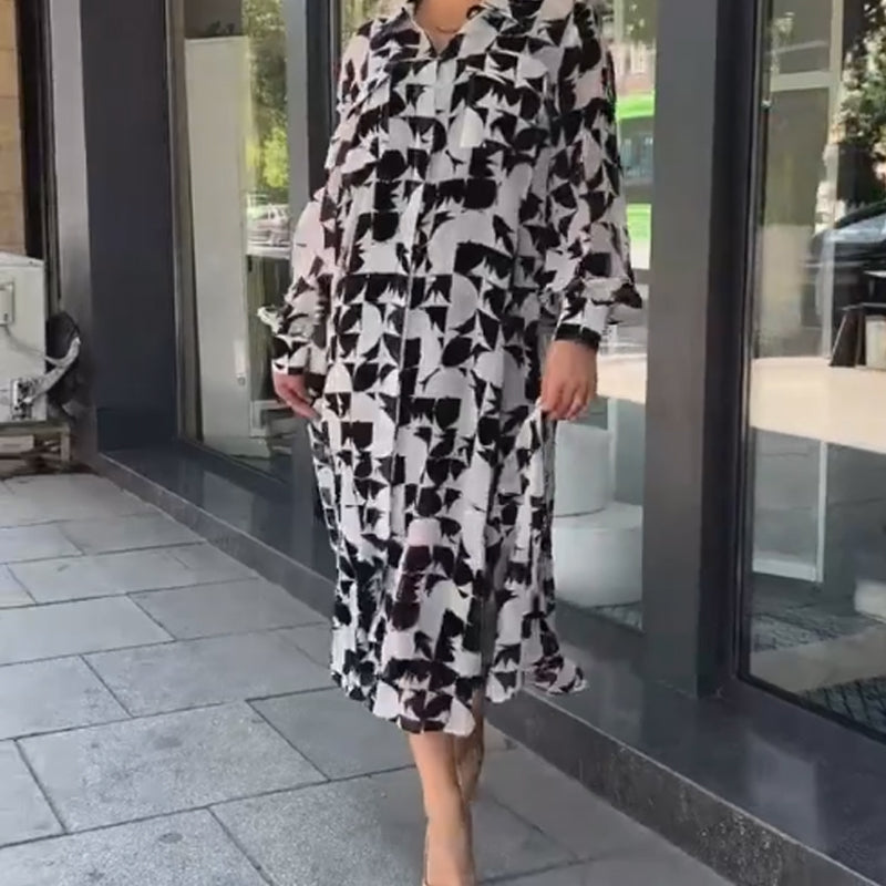 Women’s Elegant Abstract Pattern Flowy Dress