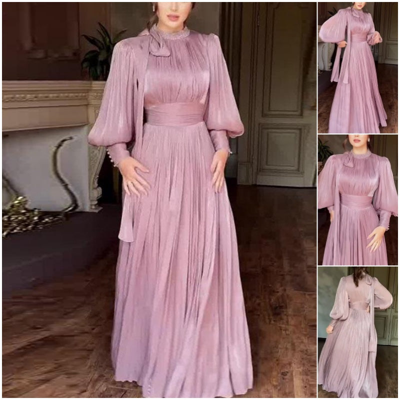 Women's Elegant Lantern Long-Sleeve Maxi Dress