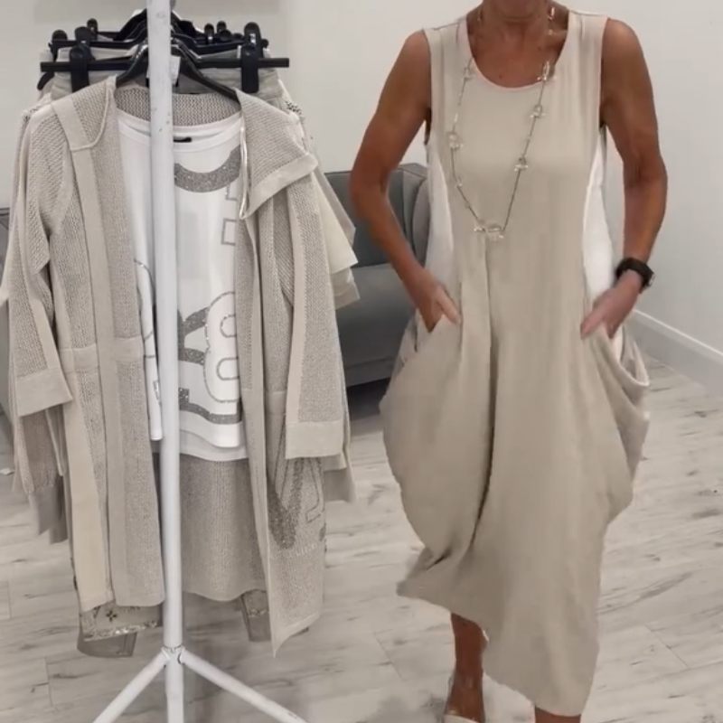 Women's Trendy Sleeveless Dress with Pockets
