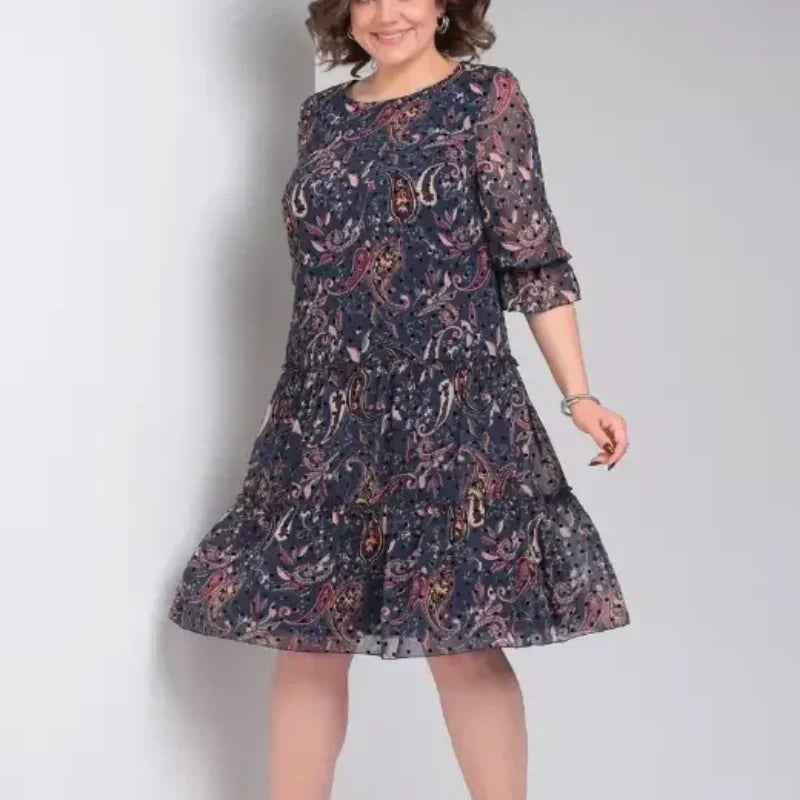 Allover Print Ruffle Hem Mini Dress
