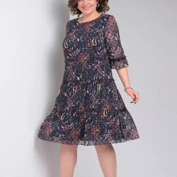 Allover Print Ruffle Hem Mini Dress