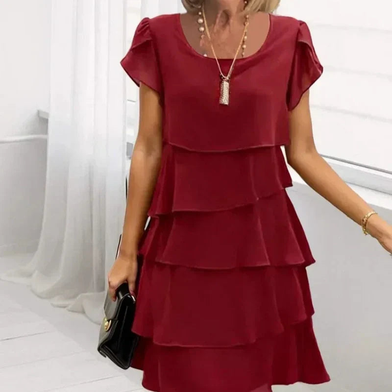 Women's Casual Wave Cut Ruffle Dress