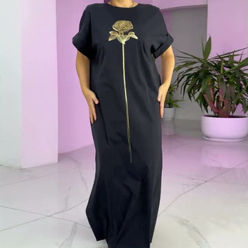 Women's Round Neck Dress with Side Slit