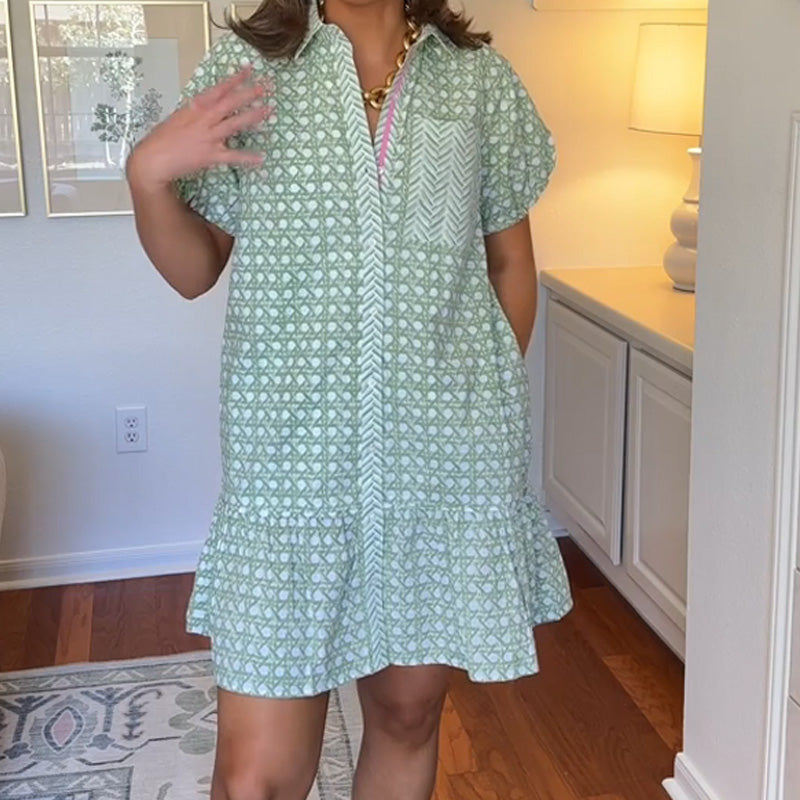 Women's Shirt Dress with Ruffle Hem