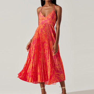 Women's Fashion V-Neck Sleeveless Printed Dresses