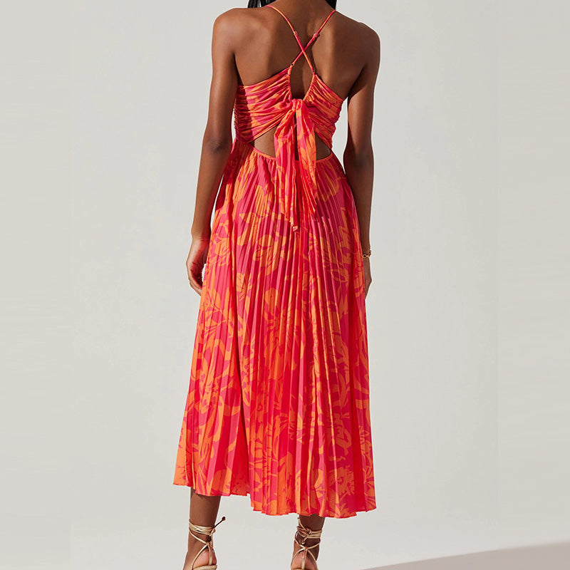 Women's Fashion V-Neck Sleeveless Printed Dresses