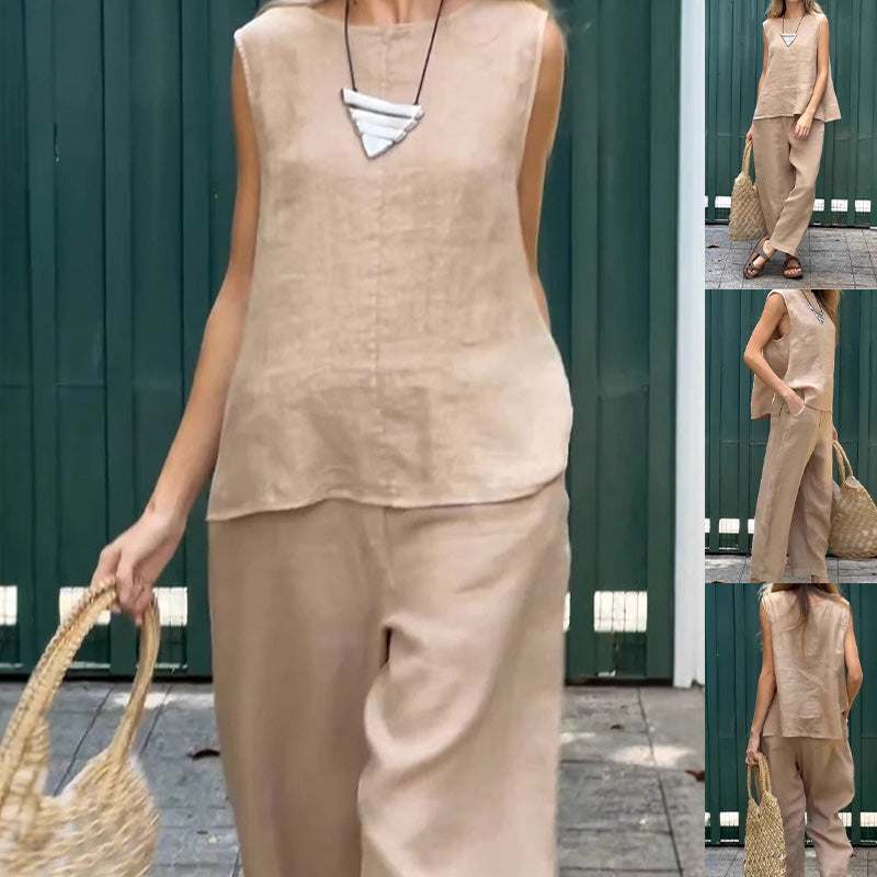 Women’s Sleeveless Top & Wide-Leg Pants 2-Piece Set