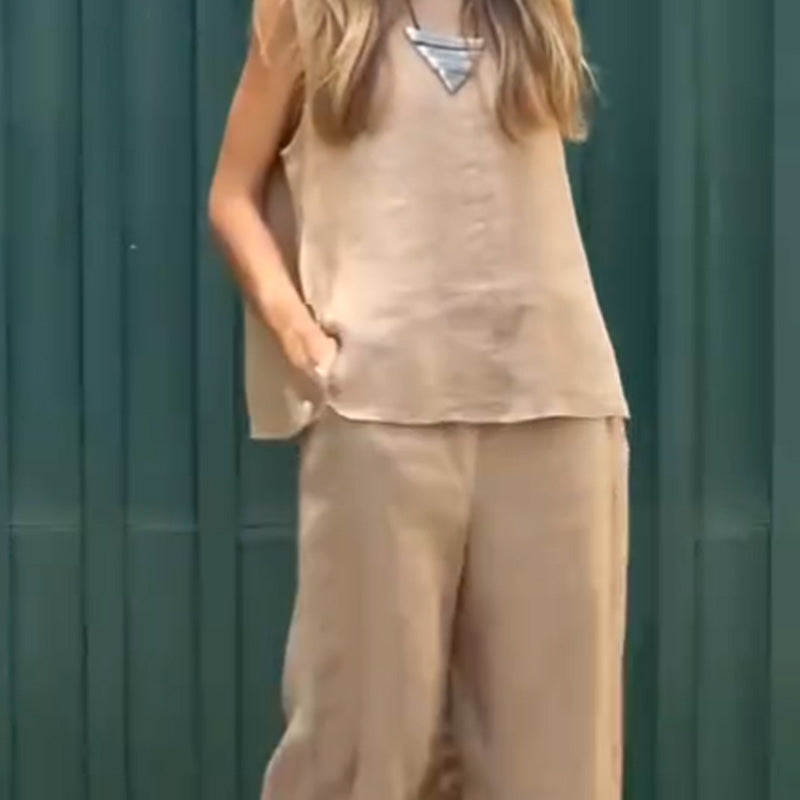 Women’s Sleeveless Top & Wide-Leg Pants 2-Piece Set