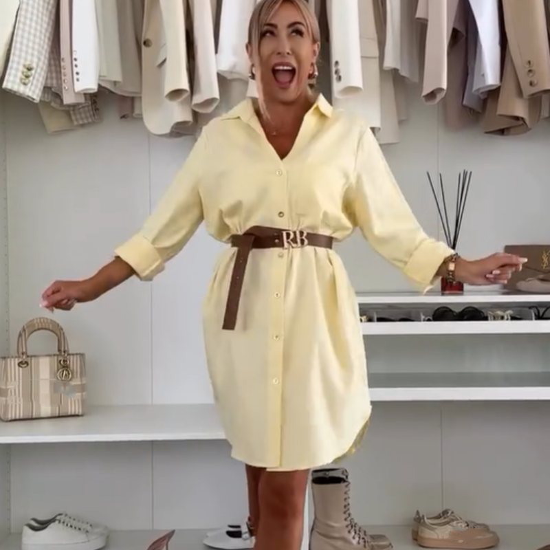 Women's Casual Elegant V-Neck Shirt Dress
