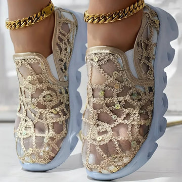 Summer Mesh Embroidery Loafers