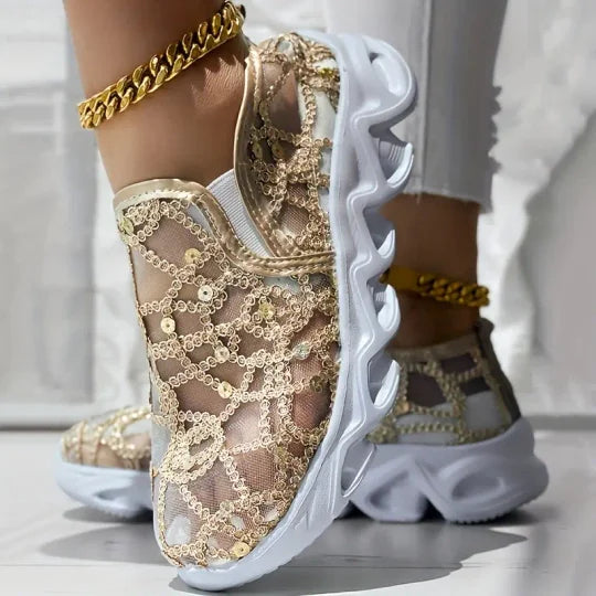 Summer Mesh Embroidery Loafers
