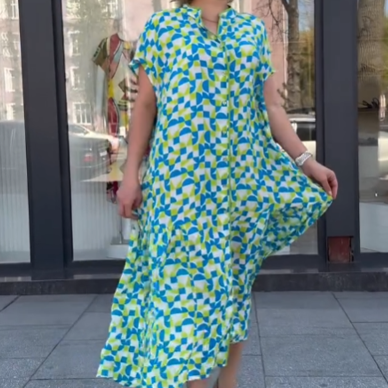 Women’s Loose Fit Geo Print Shirt Dress