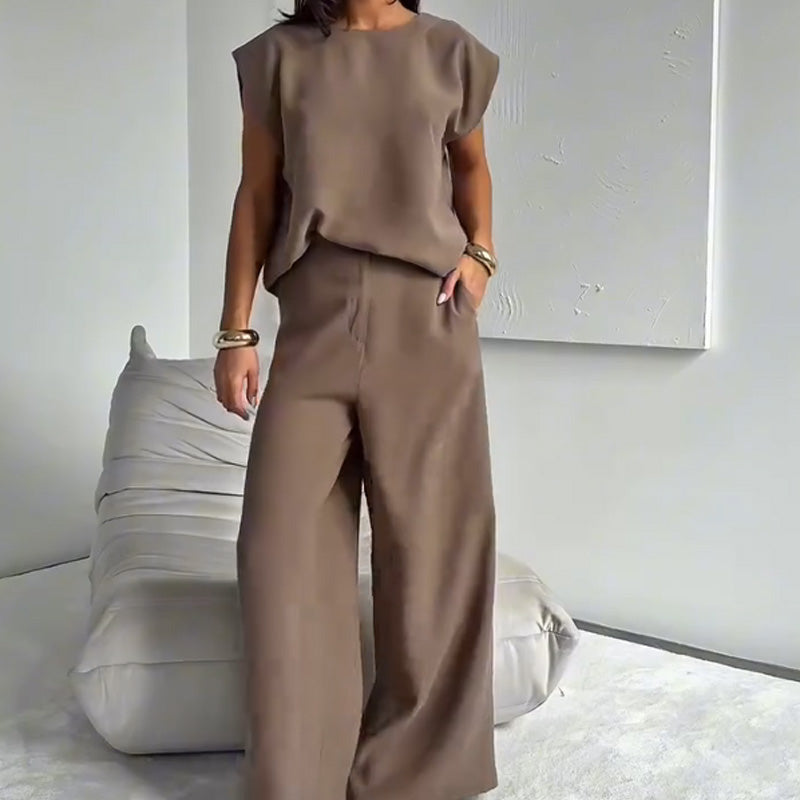 Women’s 2-Piece T-Shirt & Wide Leg Dress Pants Set