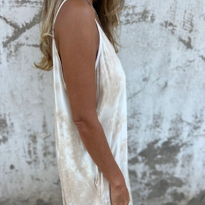 Women's Printed Spaghetti Strap Backless Dress