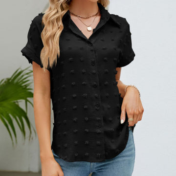Women's Casual Short Sleeve Button Down Shirt