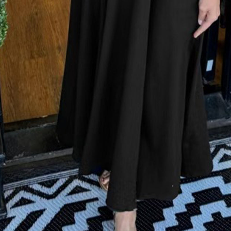 Loose-Fit Short-Sleeve Maxi Dress with Flared Hem