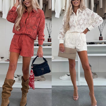 Elegant Lace Shirt Set
