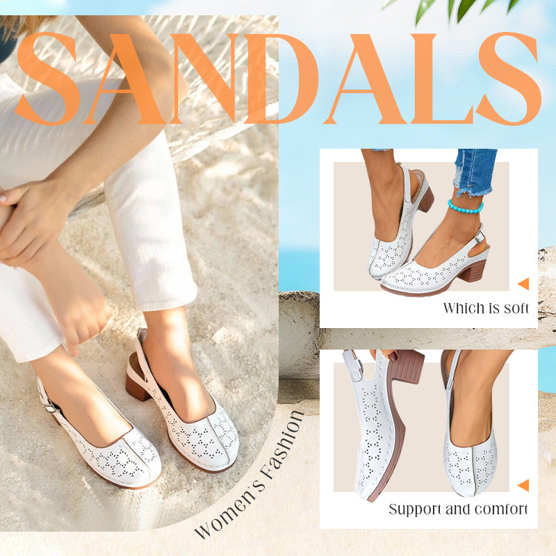 Women's Fashion Hollow Out Chunky High Heel Sandals