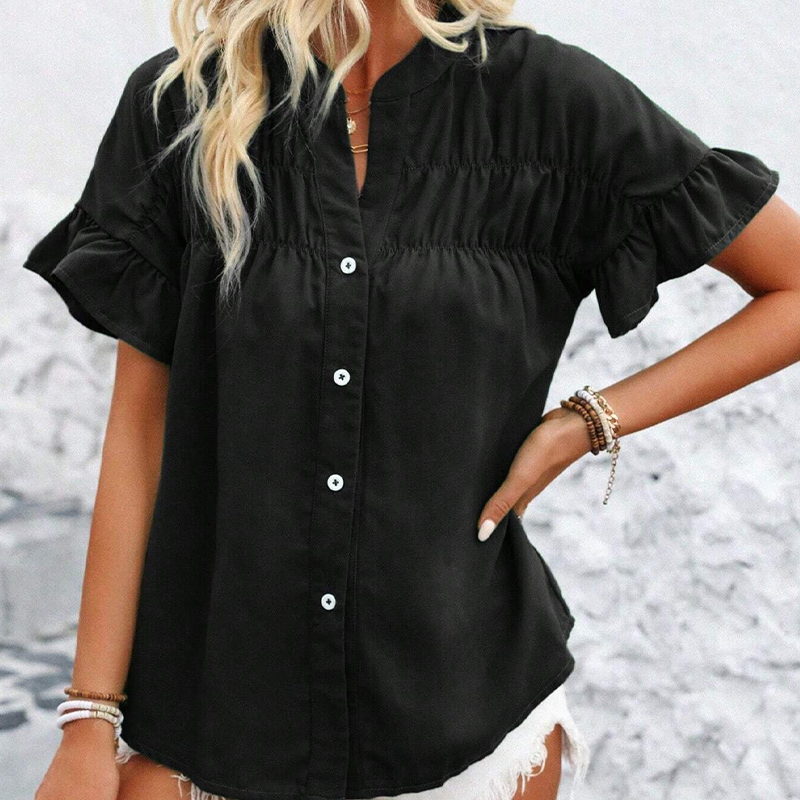 Women's Casual Ruffle Short Sleeve Top