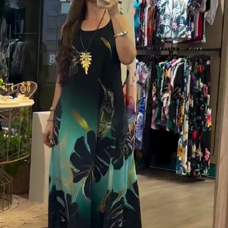 Women’s Loose Printed Sleeveless Maxi Dress