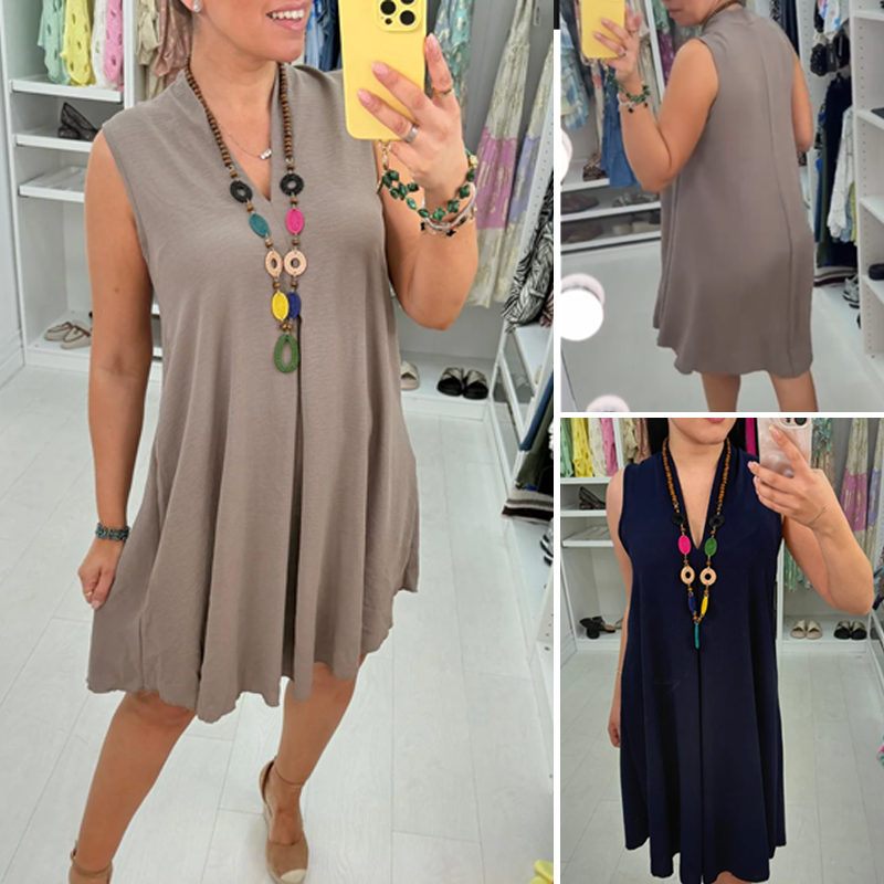 V-Neck Sleeveless Dress