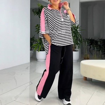 Women's Trendy Striped Top & Pants  (2-Piece Set)
